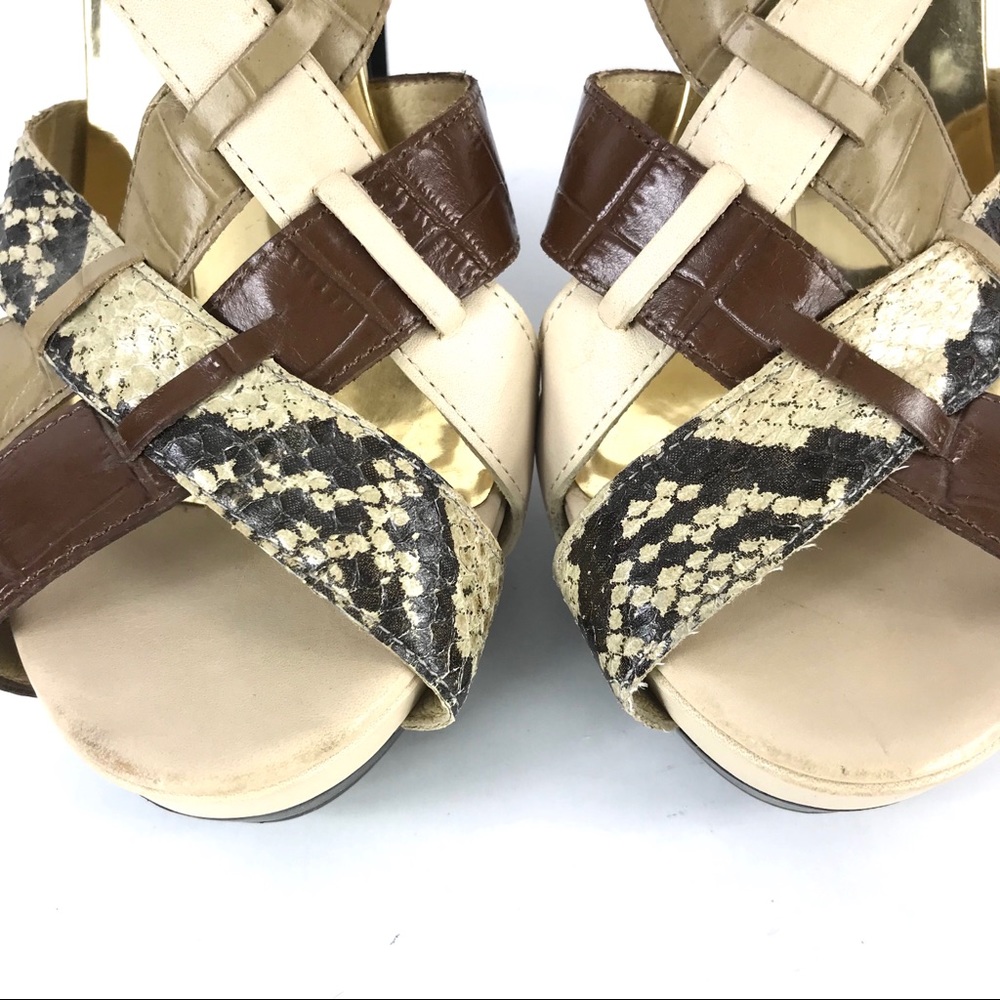 Michael Kors Niki Genuine Snakeskin Strappy Heels - Picture 3 of 8